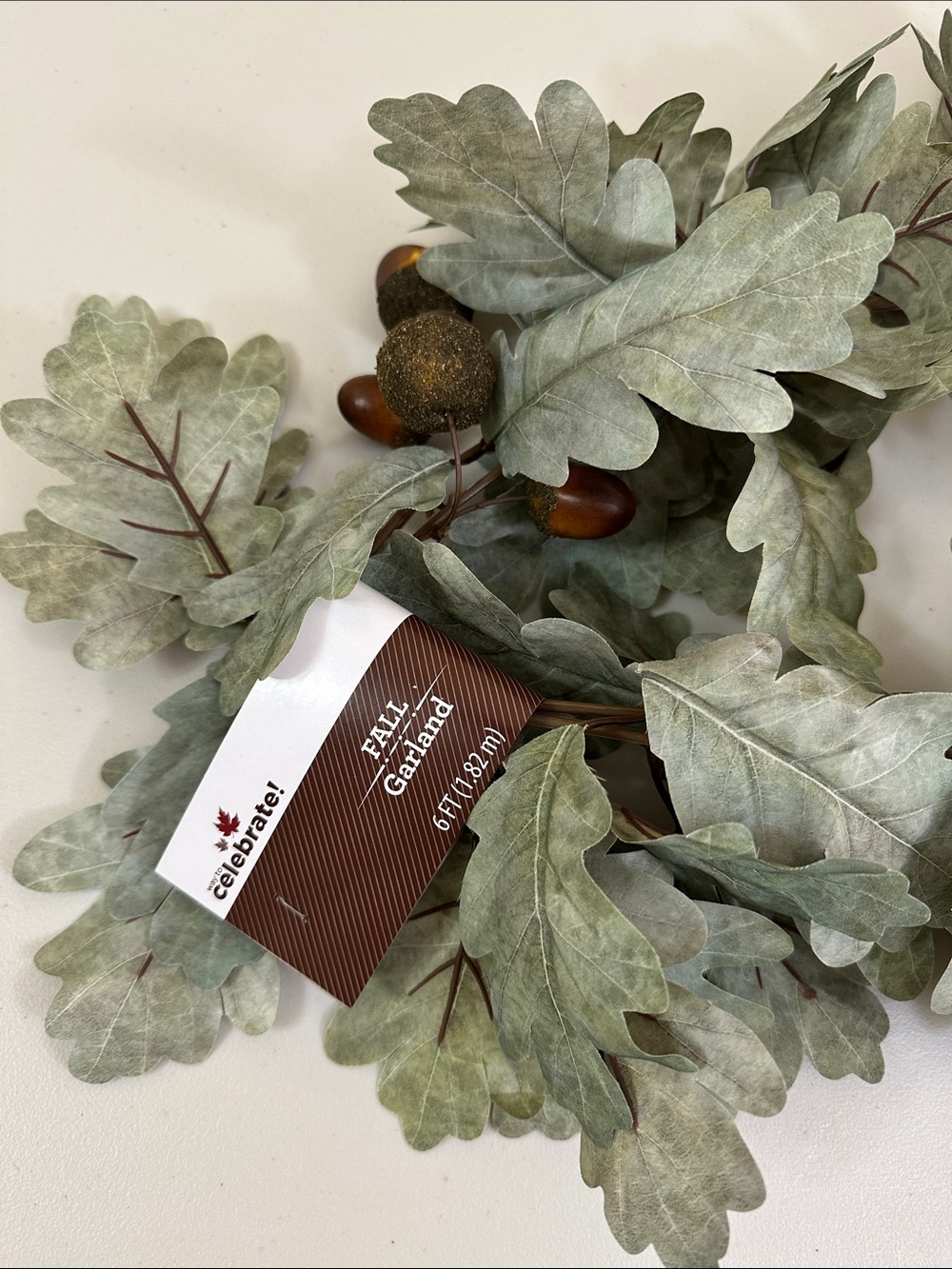 Celebrate! Sage Green Oak Leaf and Acorn Fall Garland